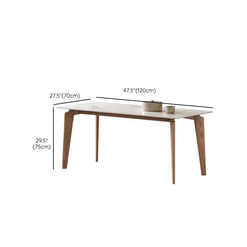 Simplicity Style Dinette Table Rectangle Stone Dining Room Table in White