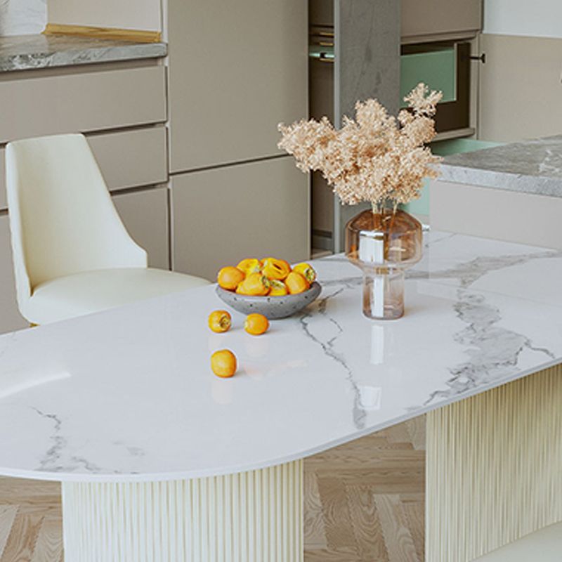 Slate and Metal Table Glam Style Simple Restaurant Freeform Dining Table