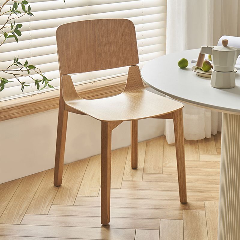 Nordic Style Solid Wood Dining Room Chair Armless Open Back Dining Side Chair for Home Use