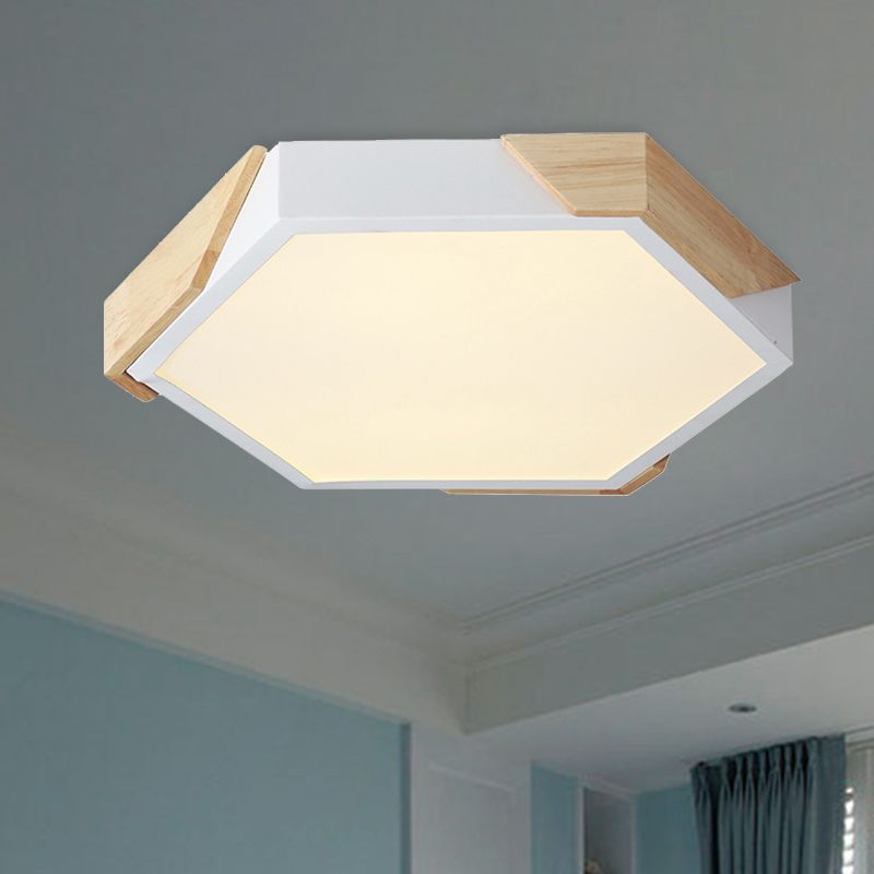 Slim Panel Hexagon Plafond Licht Macaron Loft Acryl LED Groen/Pink/wit/Geel Flush Mount Light in Warm Licht voor Kindergarten