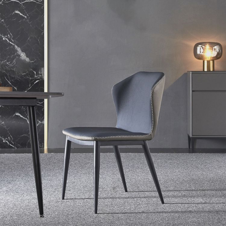 Chaise de salle à manger tapissée en métal à oreilles, chaise d'appoint contemporaine pour la maison