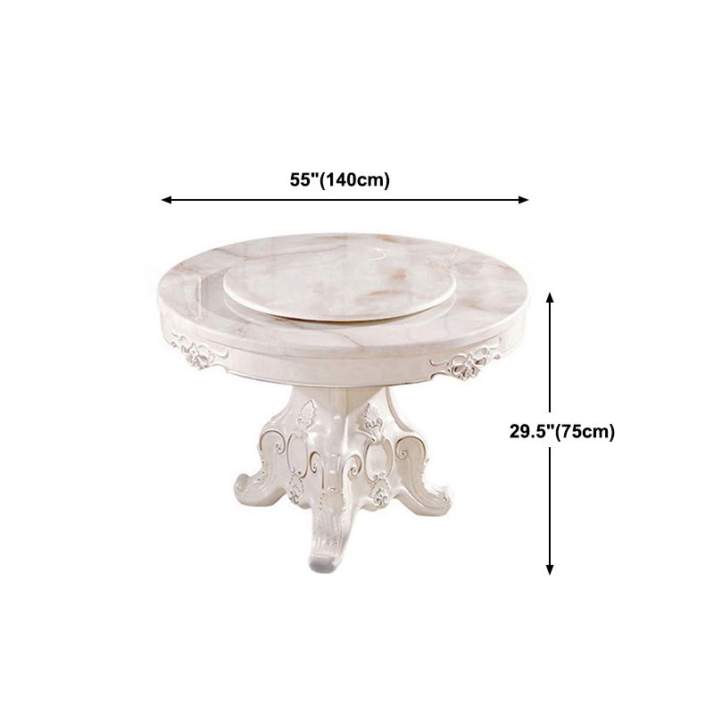 Stone Top Dining Table Round Dining Table with Wood Pedestal Base