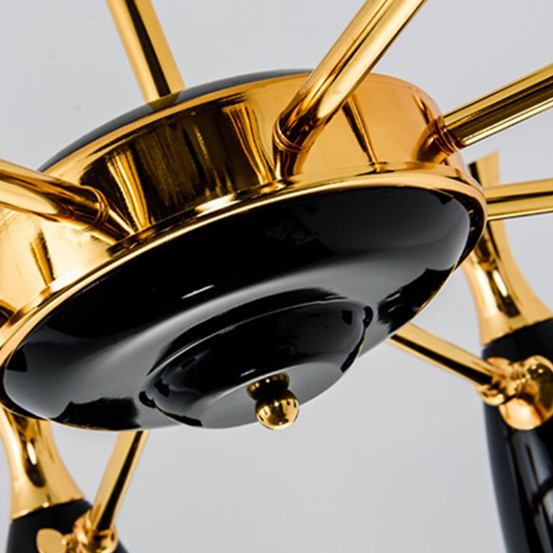 Metal Shaded Chandelier Light Fixture Modern Style Pendant Light Fixture in Black