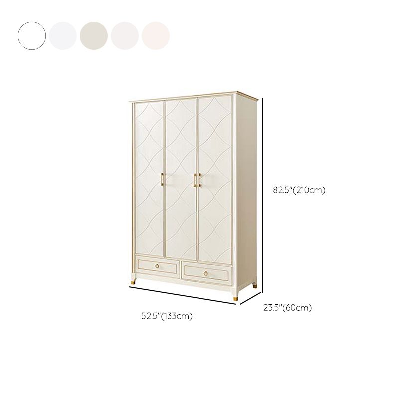 Rubberwood Wardrobe Cabinet Modern White Wardrobe Armoire with Legs
