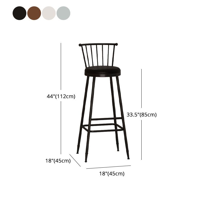 Industrial Armless Backrest Counter Stool Steel Bar Stool with Leather Cushion