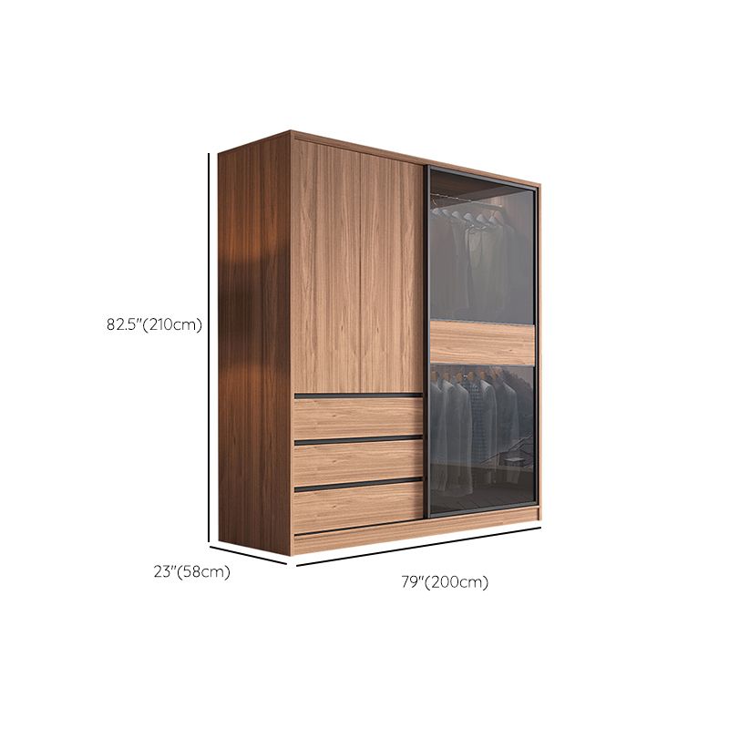 Brown Wardrobe Closet Contemporary Wardrobe Cabinet with Drawer