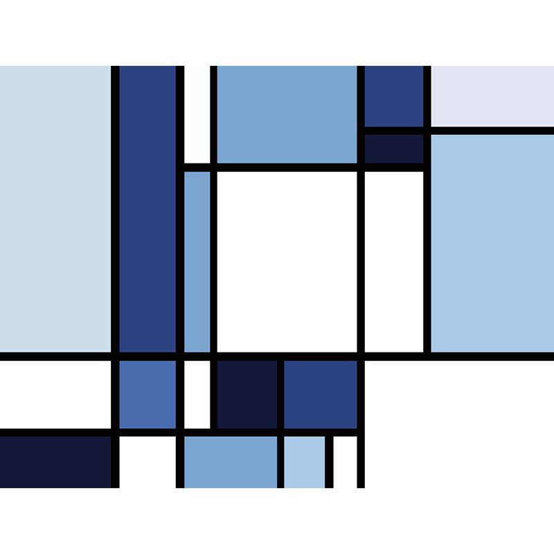 Blue-White Color Block Mural Wallpaper Geometric Modern Stain Resistant Wall Art