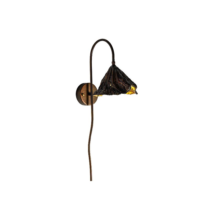 Black Lotus Seedpod Wall Light Sconce Contemporain 1 tête Metallic LED Mur Mount Mount de support