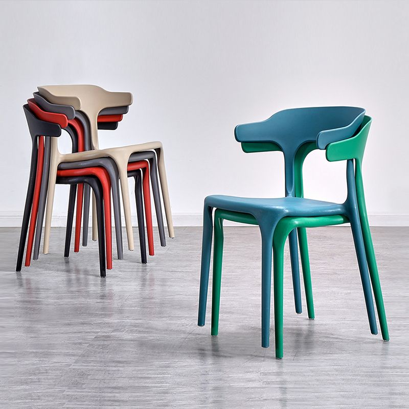 Fauteuils de salle à manger en plastique, fauteuils empilables à dos ouvert de cuisine d'intérieur