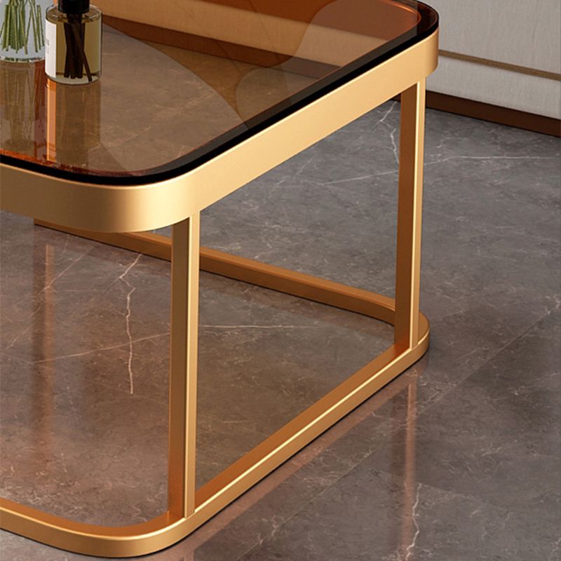 Modern 2 Nesting Glass Coffee Table Set Steel Frame Base 1 - Drawer Cocktail Table