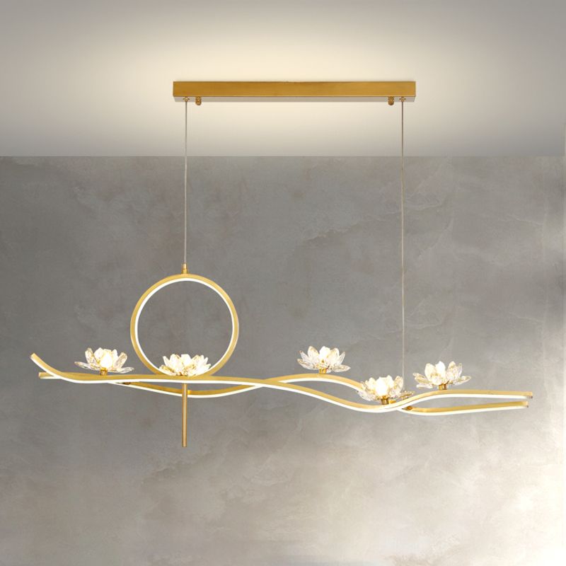 Luces colgantes colgantes de metal dorado lámparas colgantes lineales contemporáneas para comedor