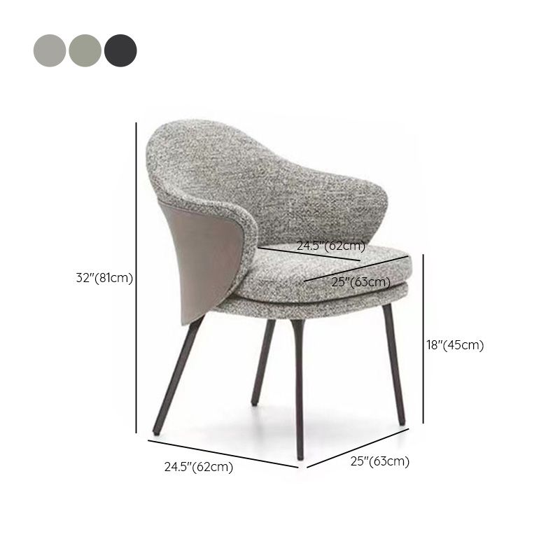 Fabric Dining Chairs Nordic Style Parsons Arm Chair with Black Legs
