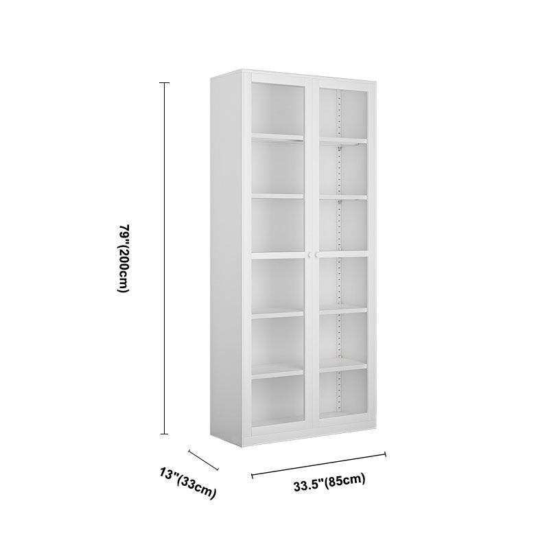 Modern Closed Storage Bookcase Black/White Metal Bookshelf with Shelves