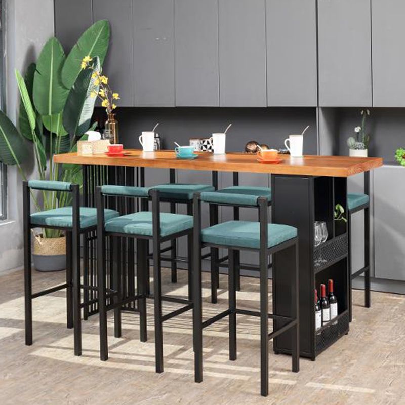 Industrial Style Bar Table Solid Wood Rectangle Bar Dining Table