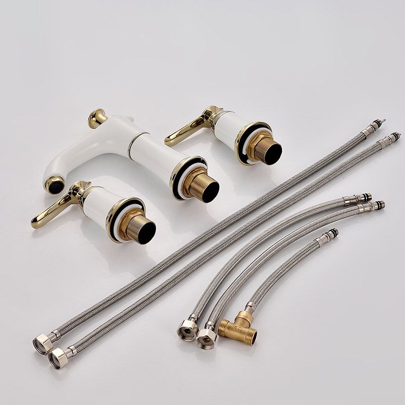 Glam Bath Faucet Trim Deck Mounted Lever Handle Swivel Spout Bathtub Faucet