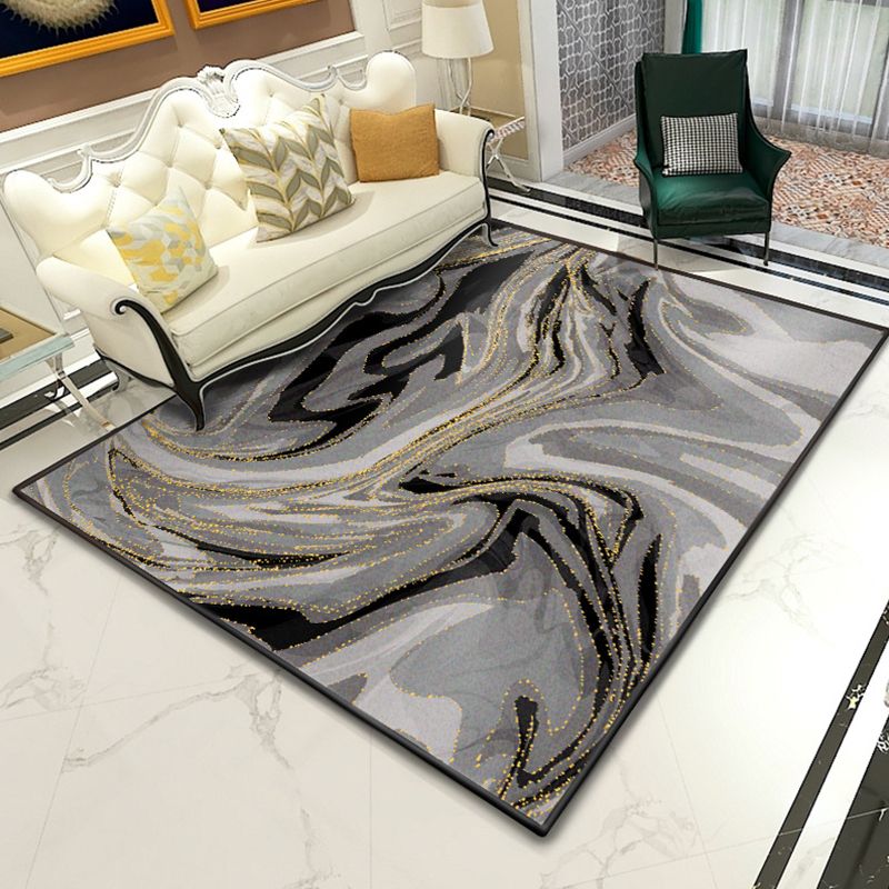 Modern Abstract Lava Print Rug Multi-Colored Modern Carpet Polypropylene Stain Resistant Non-Slip Backing Machine Washable Rug for Home