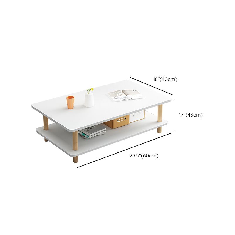 Contemporary 16.92" H Rectangle Wooden Coffee Table with Shelf