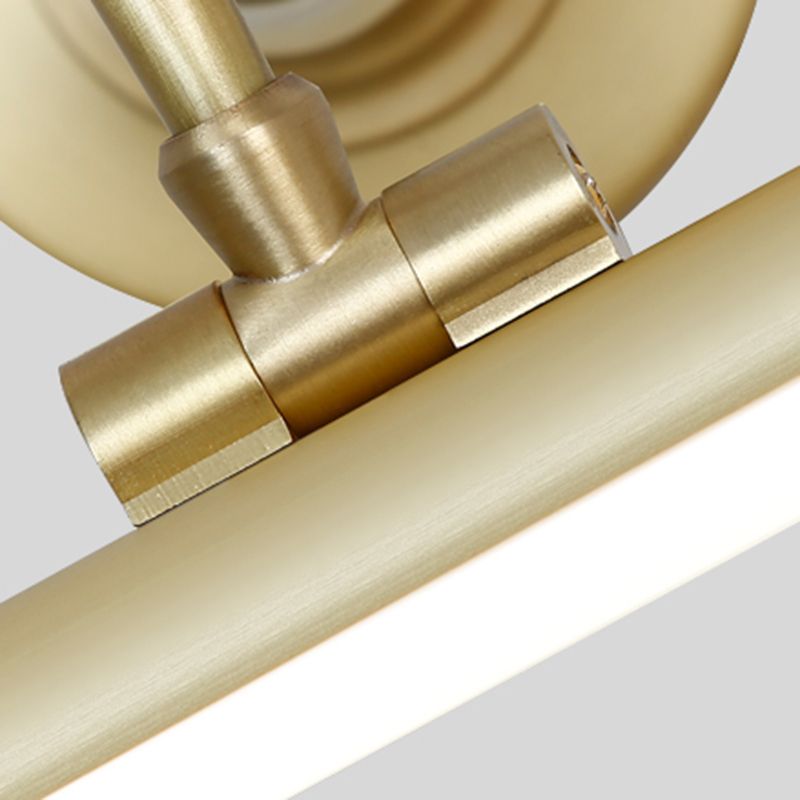 Metal linear Shade Mirro Wall Lights Modern 1 Head Wall Mount Fixture in Brass