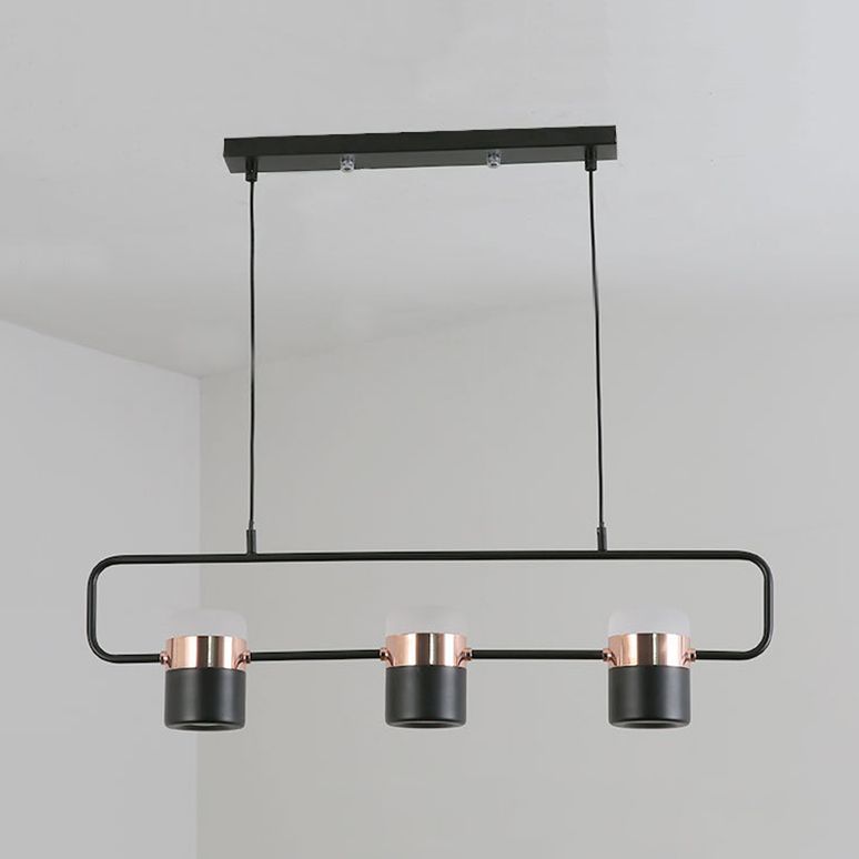Black/White Linear Island Pendant Lighting with Cylinder Shade Modern 3/5 Lights Metal Hanging Light in Warm/White Light