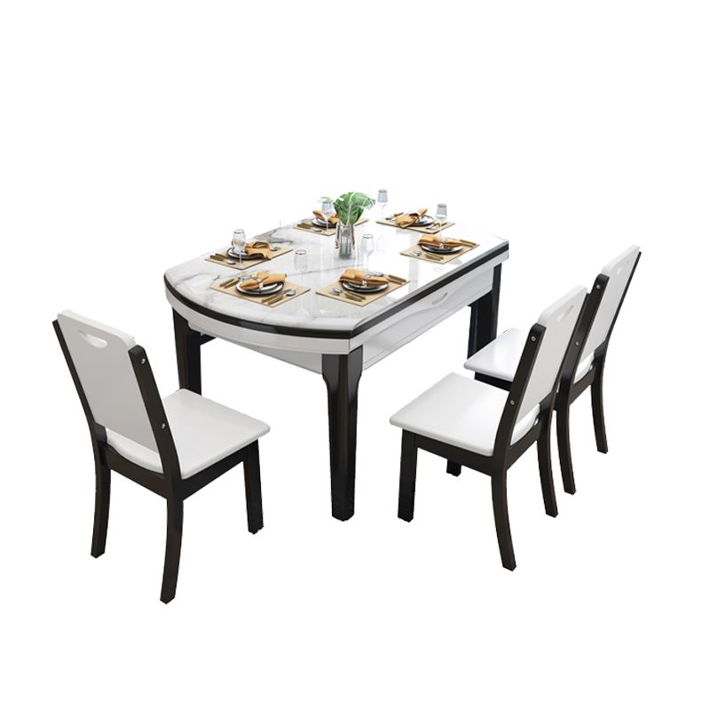 Drop-Leaf Dining Site Table Contemporary 4 Legs Dining Room Table