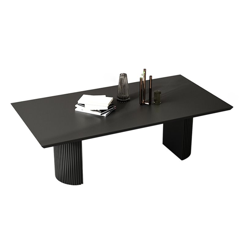 Simple Black Solid Wood Dining Table Rectangle Shape Standard Dining Table for Kitchen