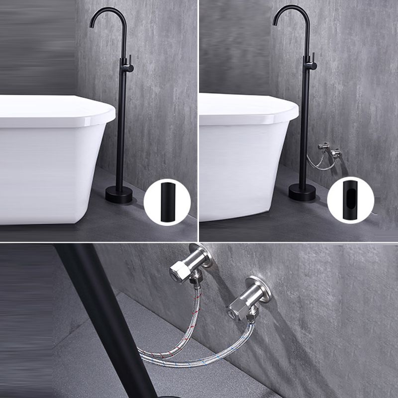 Floor Mounted Metal Freestanding Tub Filler High Arc Freestanding Faucet