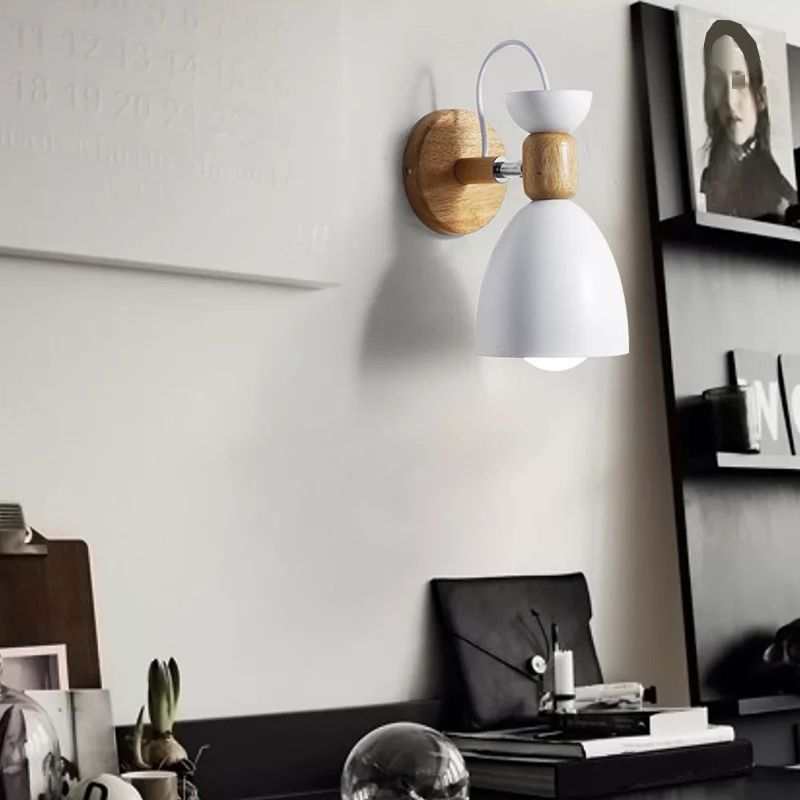 Macaron Style Cone Shape Wall Light Metal 1 Light Sconces in Black for Bedroom
