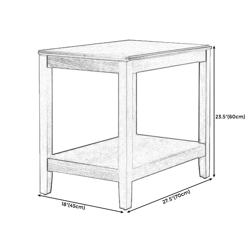 Farmhouse Ash Double Tier End Table, Brown Side Table with Shelf