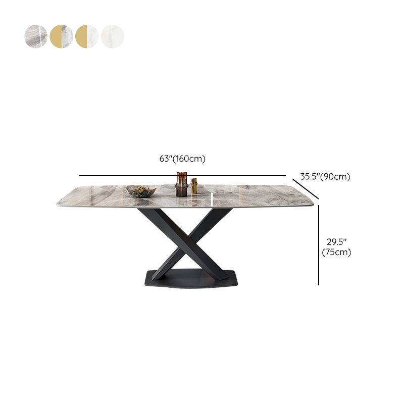 Glam Dinner Table Rectangle Stone Dining Room Table for Home