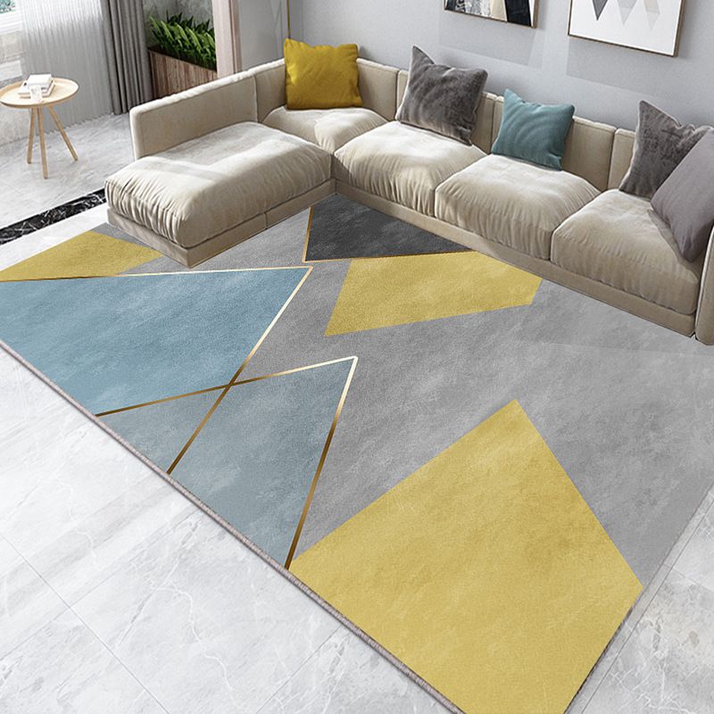 Minimalist Indoor Rug Modern Geometry Pattern Rug Polyester Stain Resistant Area Rug for Living Room