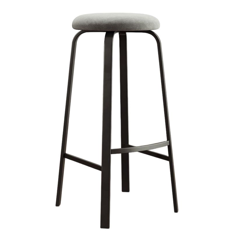 Modern Style Bar-stool Round Seat Barstool with Footrest and Metal Base