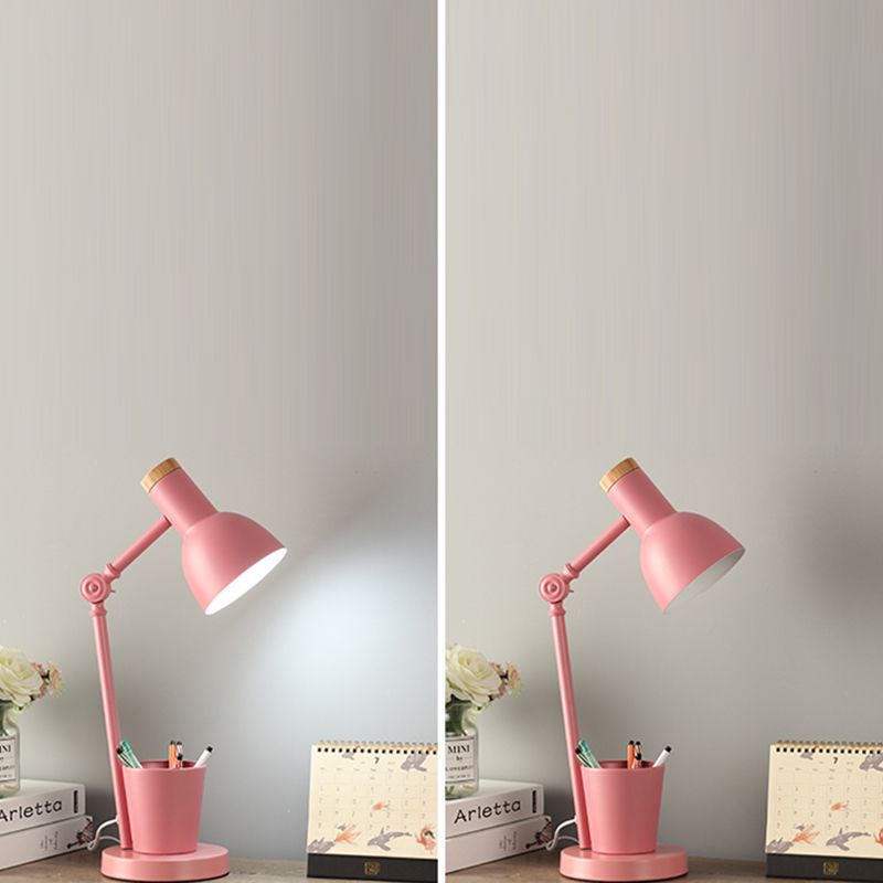 Lampada da scrivania per sala studio con braccio oscillante Lampada da lettura in stile Macaron a 1 testa in metallo con portapenne
