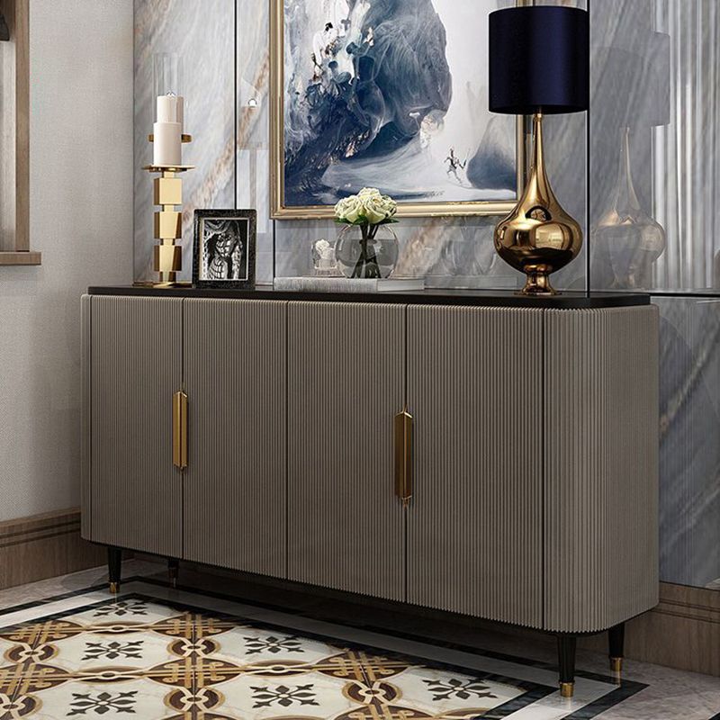 Modern Standard Accent Cabinet Wood Bar Pulls 4 - Doors Cabinet