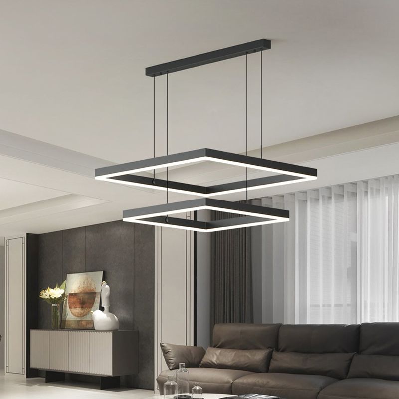 Moderne vierkante kroonluchter verlichtingsarmaturen Multi-tier hangende hanglampen