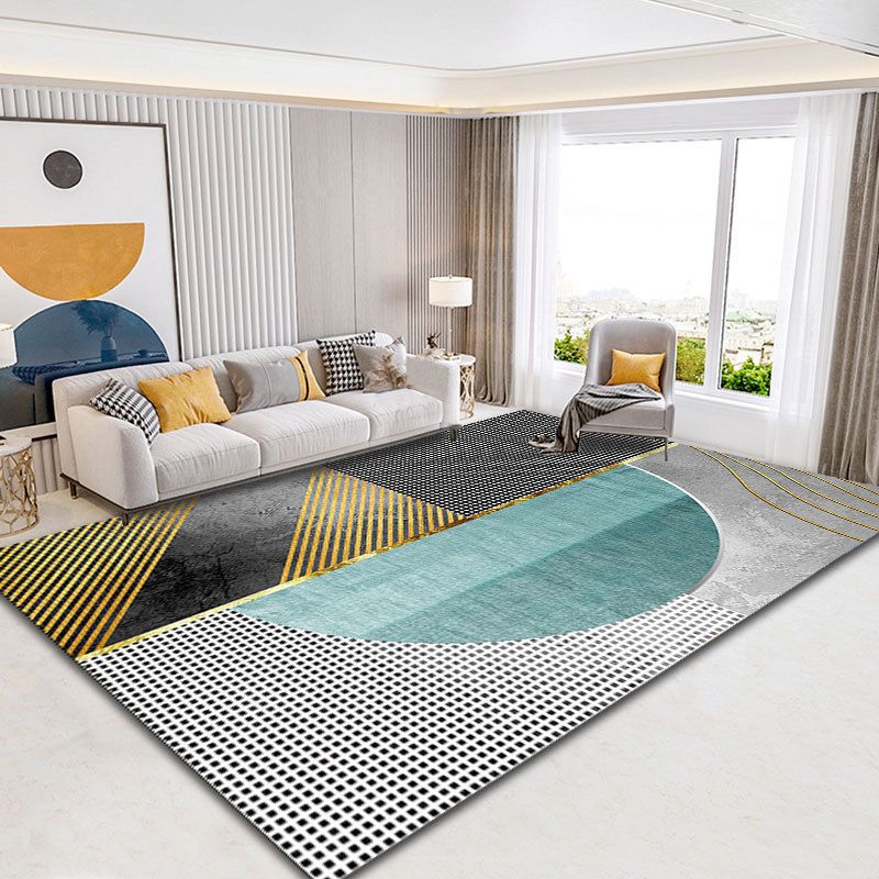 Metal Lines Carpet Polyester Modern Carpet Non-Slip Backing Carpet for Living Room