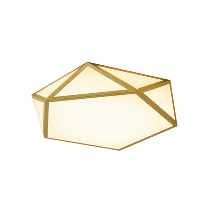16.5"/20.5" Wide Gold Pentagon Ceiling Light Nordic LED Acrylic Flush Mount Lamp for Bedroom