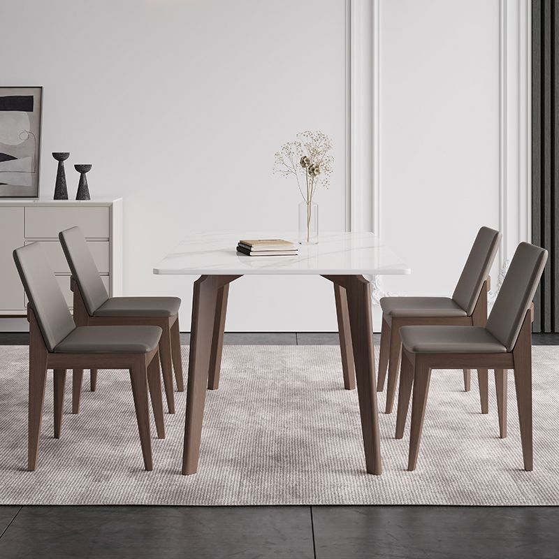 Sintered Stone Two-Color Dining Table Mid-Century Modern 4 Legs Table for Dining Room