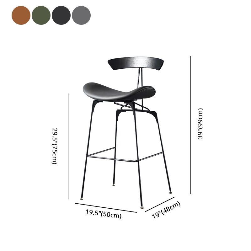 Taburete de bar contemporáneo de piel sintética de 39" con base de metal