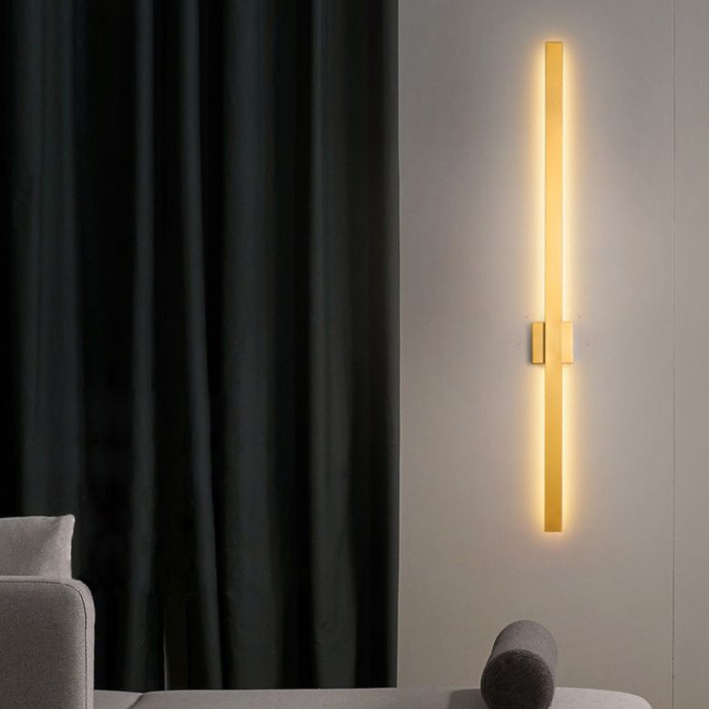 Lineare Schattenwandbeleuchtung moderner einfacher Stil 1 Licht Leuchten Licht in Schwarz und Gold