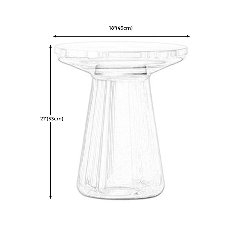 Pedestal Glass End Table Metal Top Round Side Table - 18.11" W x 18.11" D x 20.87" H