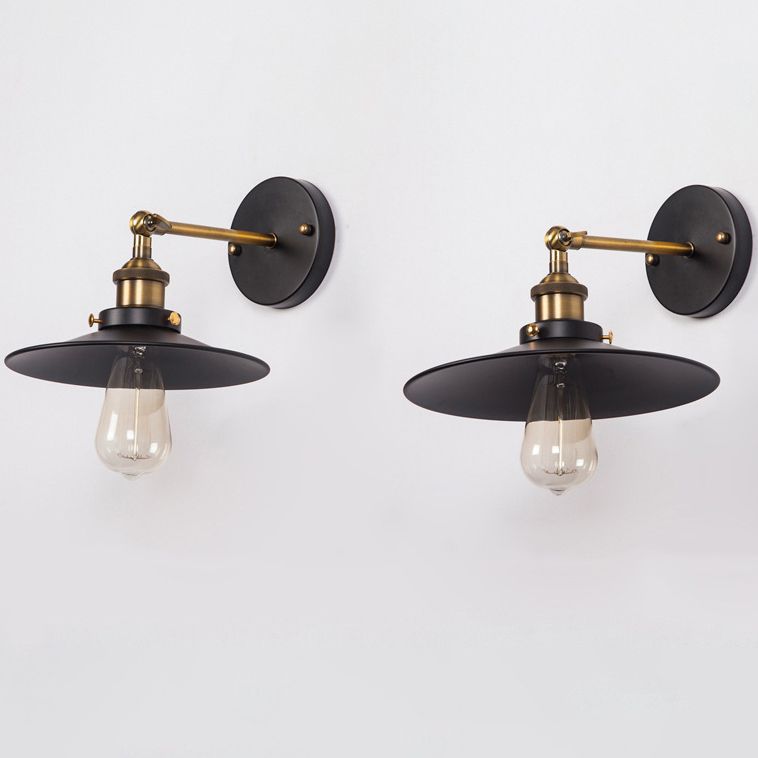 Black Cone Wall Light in Industrial Retro Style Wrought Iron Wall Lamp for Interior Spaces