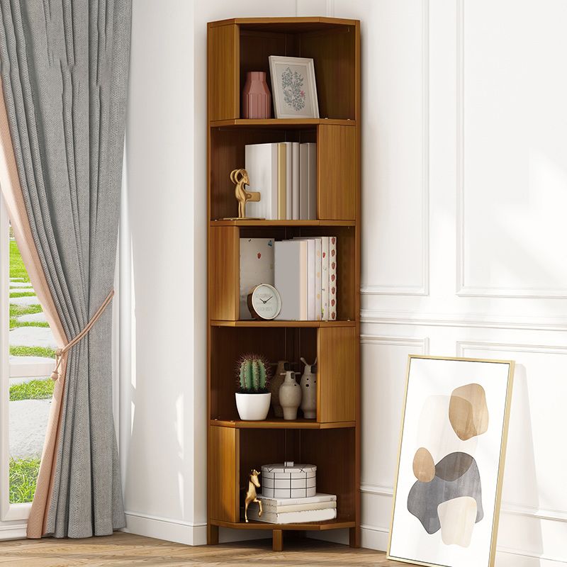 12.6"W Lacquered Accent Chest Brown Mid-Century Modern Chest  with Shelves