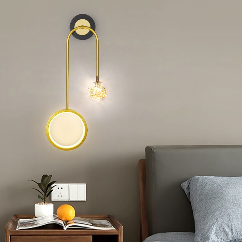 2-Light Round Wall Lighting Ideas Modern Style Metal Wall Mount Lamp