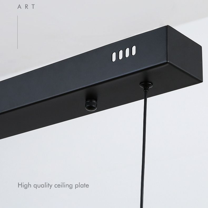 Minimalisme moderne Black Linear Island Pending Lighting LED Metal Island Island Light pour table à manger