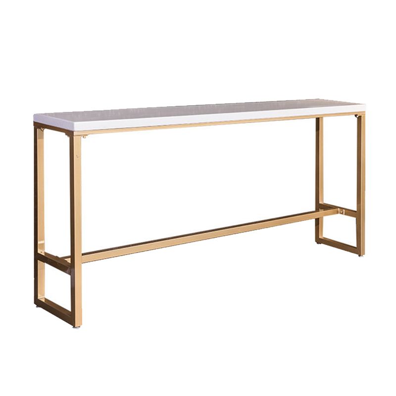 Rectangular Bar-height Table Wood Top Pub Table with Gold Base