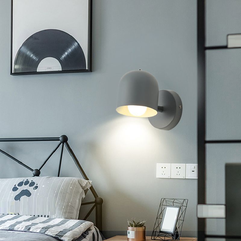 Macaron Dome Shade Wall Sconce Iron 1 Light Sconces for Bedroom