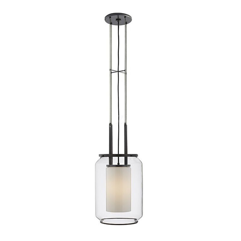 1 Bulb Bedroom Hanging Pendant Modern Black Down Lighting with Cylinder Clear Glass Shade