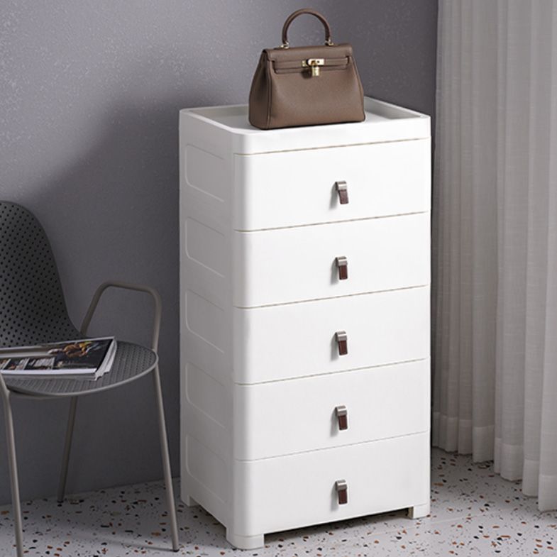 White Plastic Storage Cabinet for Bathroom Contemporary Cabinet with Drawers