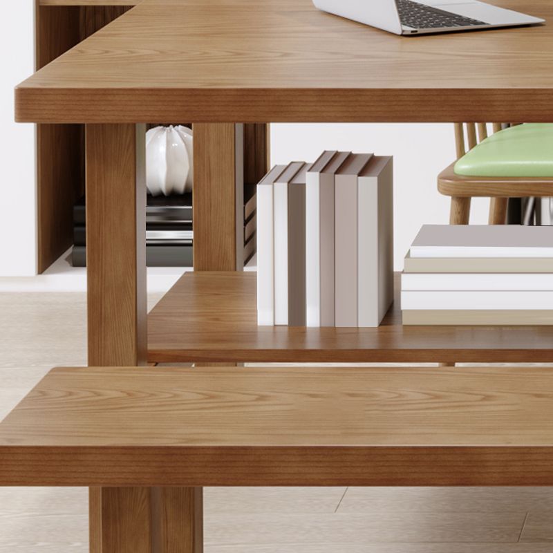 Simplicity Dinette Table Solid Wood Rectangle Dining Room Table in Brown