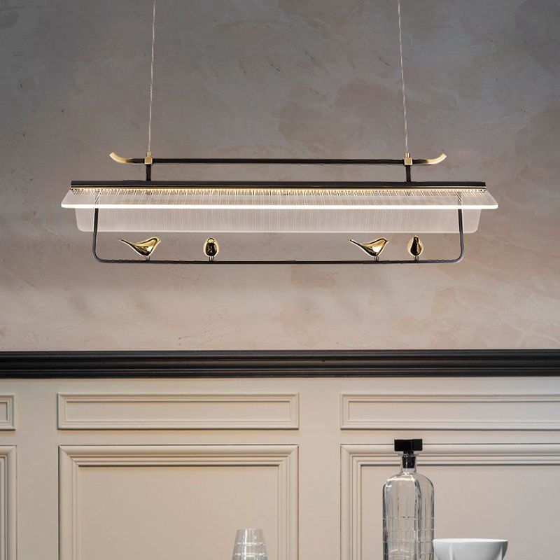 Solid Brass Post Modern Kitchen Island Fixture LED Ceiling Light Pendant in Black